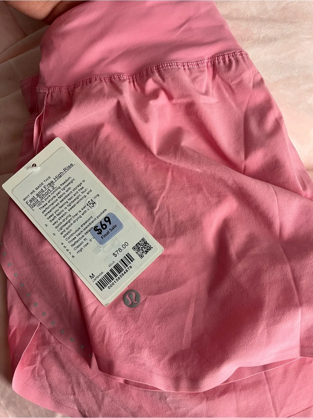 LULULEMON Women's FAST AND FREE HIGH-RISE CLASSIC FIT SPLIT SHORT 3”*CANDY CLOUD